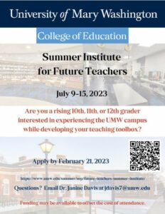 Summer Institute for students interested in teaching