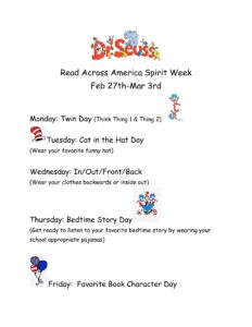 Read Across America Spirit Week Flyer