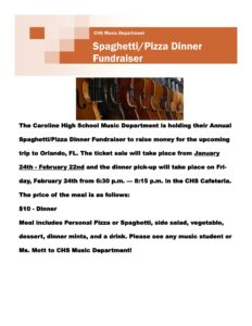 CHS Music Department
Spaghetti/Pizza Dinner
Fundraiser