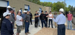 Carpentry students meet with representatives from Habitat for Humanity