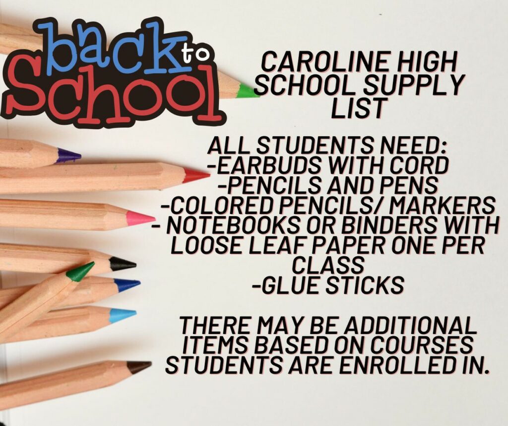 Caroline High School Supply List