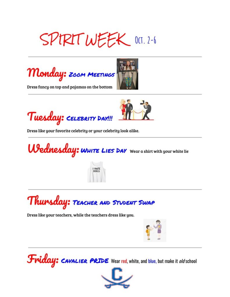 Homecoming Spirit Week Schedule