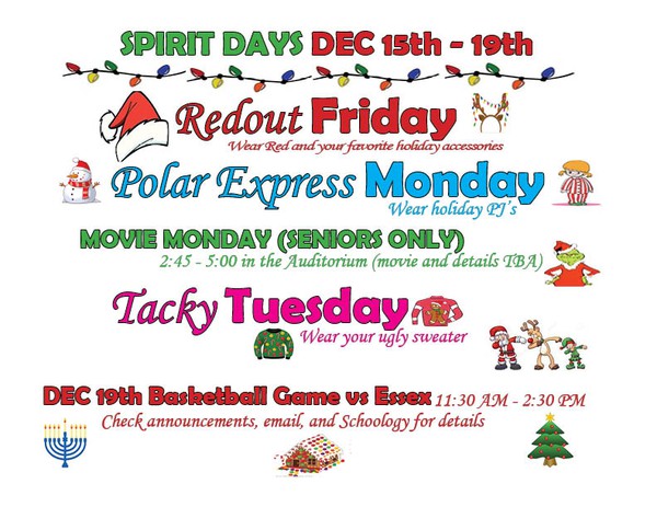 CHS Winter Spirit Days Schedule