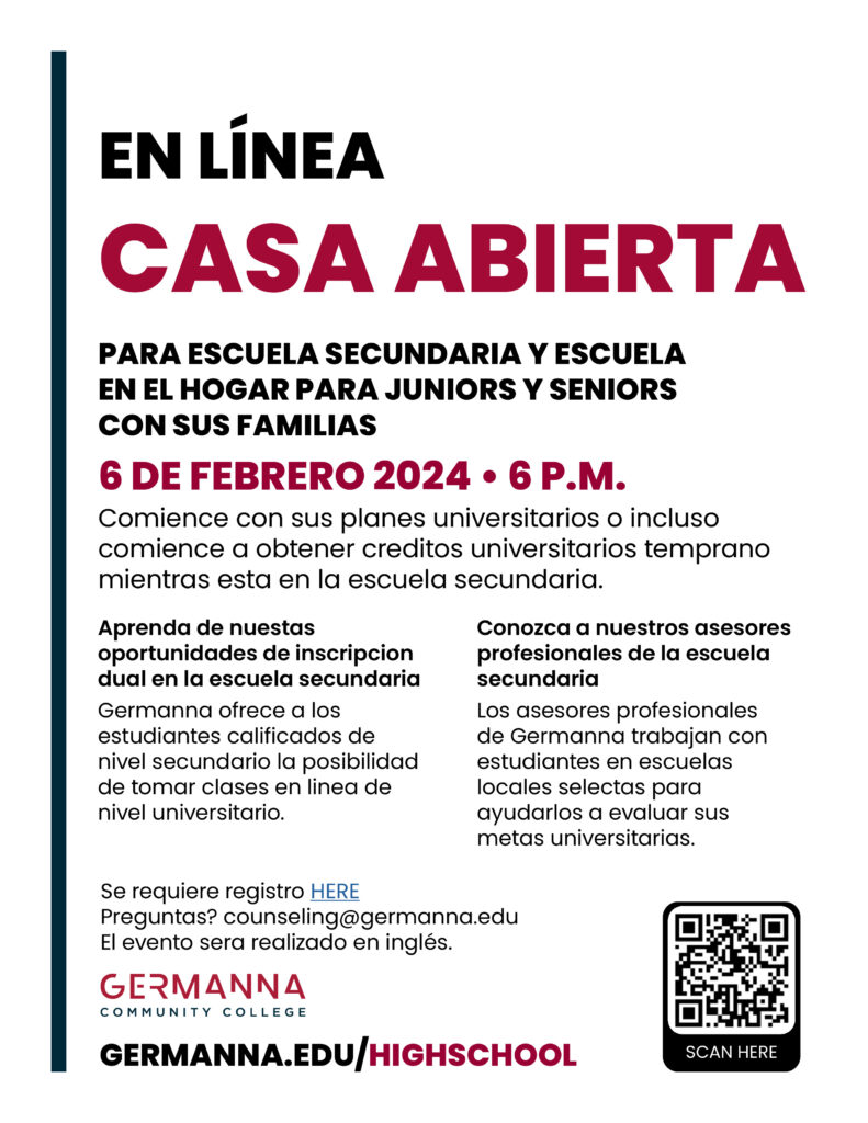 En linea Casa Abierta para excuela secundaria para junious y seniors consus familias