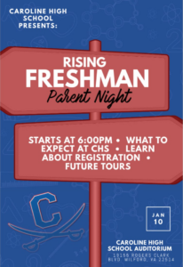 Flyer for the Rising Freshman Parent Night on January 10th