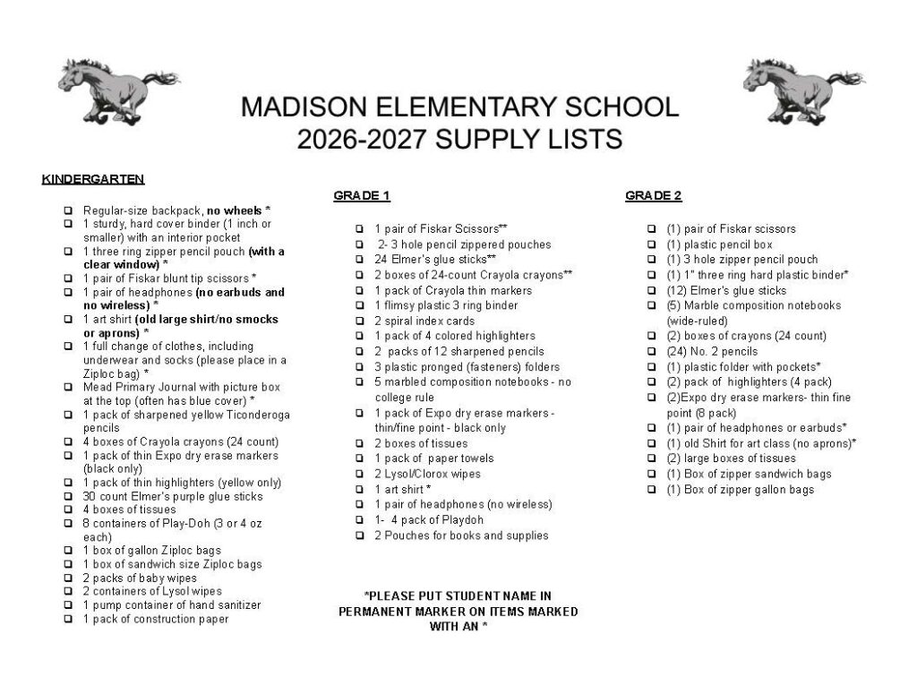 K-2 Supply List